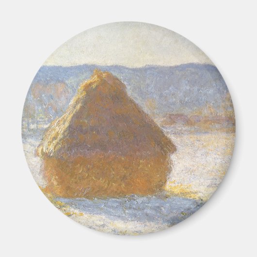 Grainstack in Morning, Snow Effect by Claude Monet マグネット (正面)