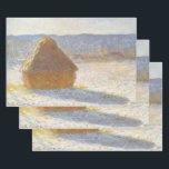 Grainstack in Morning, Snow Effect by Claude Monet ラッピングペーパーシート<br><div class="desc">Grainstack in the Morning,  Snow Effect (1891) by Claude Monetはヴィンテージ印象派のアートで素晴らしあ絵画る。農園の小麦畑に干し草が積もった冬の景色が雪に影を落とす。アーティストについて：クロード・モネ(1840-1926)は印象派の運動の創始者であフランスのり絵画、その絵画の大部分は「空中に浮かぶ」（野外に浮かぶ）スタイル印象派の風景である。</div>