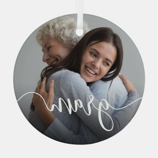 Gramおばあちゃんのスクリプトオーバーレイ ガラスオーナメント (裏面)