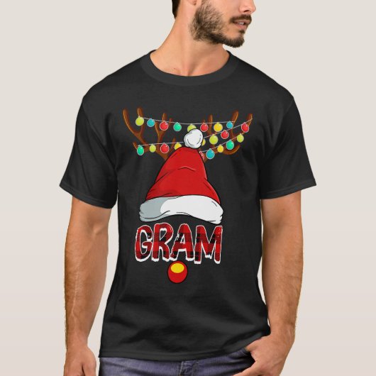 Gram Deer Matching Family Christmas Reindeer Face Tシャツ (正面)