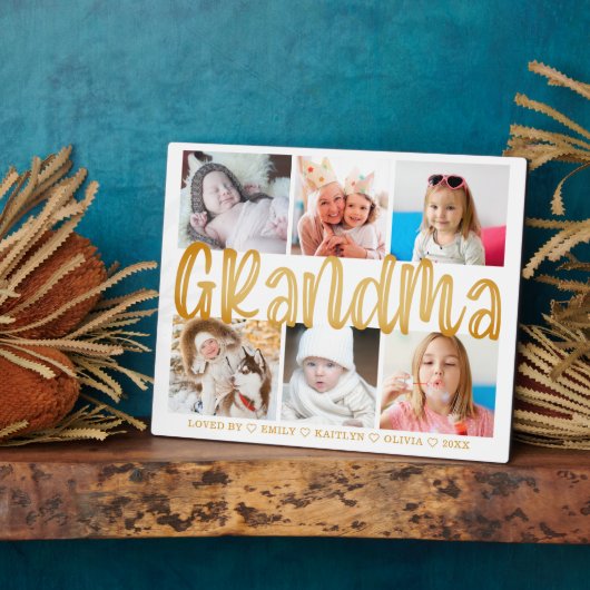 GRAMAN 6フォトコラージュ金ゴールドカスタム文字8x10 フォトプラーク (側面)