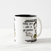 GrammaのレトロのTシャツおよびギフト ツートーンマグカップ (正面右)