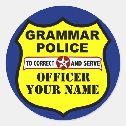 Grammar Policeカスタマイズ可能ステッカー ラウンドシール (正面)