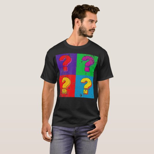 Grammar Punctuation Question Marks Retro Pop Art F Tシャツ (正面フル)