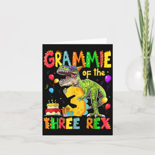Grammie Of The Three Rex 3rd Birthday Boy Dinosaur カード (正面)