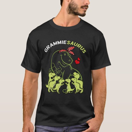 Grammiesaurus Gramma 6 Kids Dinosaur Mother s Day Tシャツ (正面)