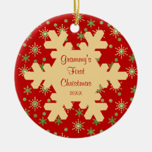 Grammyの初めてのクリスマスの赤い雪片のオーナメント セラミックオーナメント