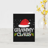 Grammy Claus Christmas Lights Santa Pajama Family カード (黄色い花)