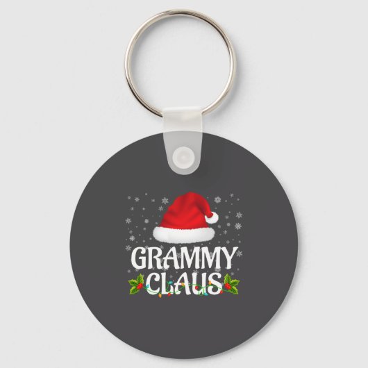 Grammy Claus Christmas Lights Santa Pajama Family  キーホルダー (正面)