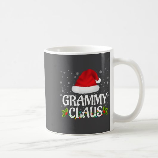 Grammy Claus Christmas Lights Santa Pajama Family コーヒーマグカップ (右)