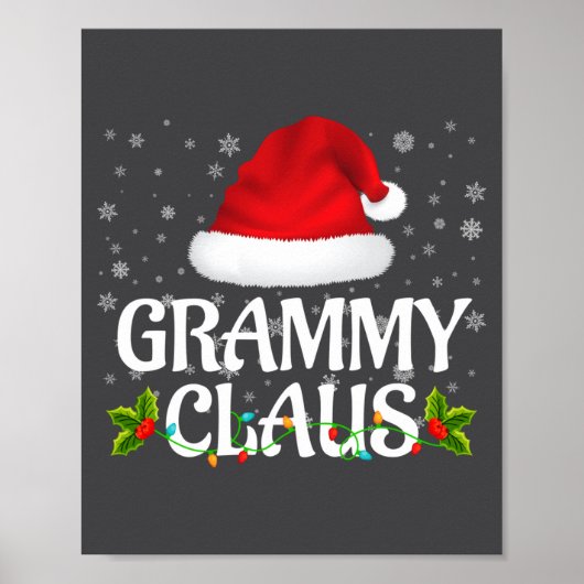 Grammy Claus Christmas Lights Santa Pajama Family  ポスター (正面)