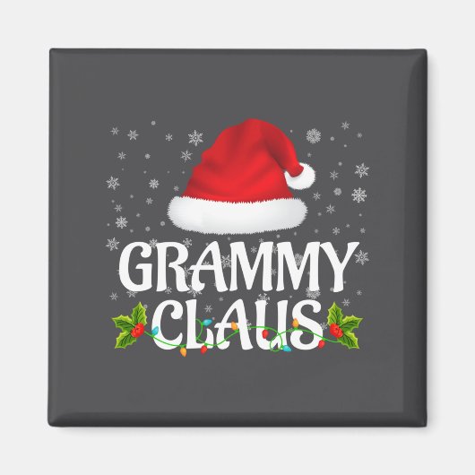 Grammy Claus Christmas Lights Santa Pajama Family マグネット (正面)