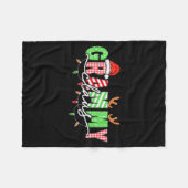 Grammy Claus Xmas Christmas Lights Pajama Family M フリースブランケット (正面(横))