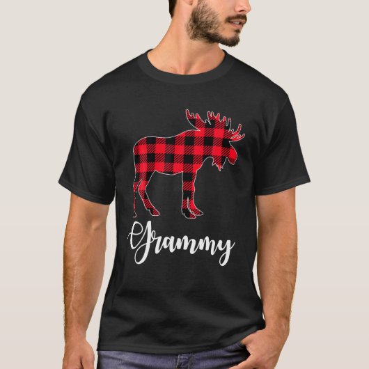 Grammy Moose Buffalo Plaid Red Christmas Pajama Fa Tシャツ (正面)
