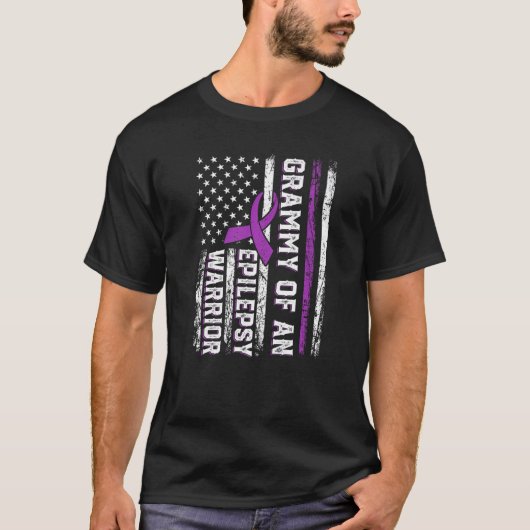 Grammy of a Warrior Epilepsy Purple Ribbon Support Tシャツ (正面)