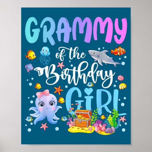 Grammy Of The Birthday Girl Sea Fish Ocean Aquariu ポスター (正面)