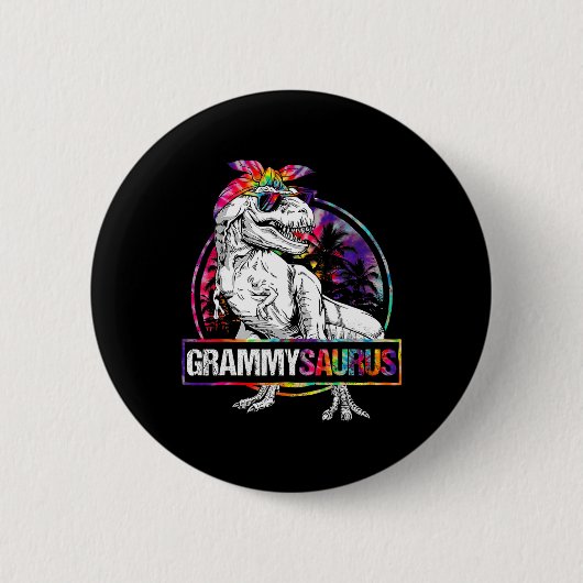 Grammysaurus Dinosaur Grammy Saurus Family Matchin 缶バッジ (正面)