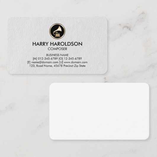 Gramophone Icon Composer Premium Business Card 名刺 (正面/裏面)