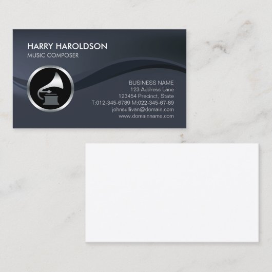 Gramophone Icon Music Composer Business Card 名刺 (正面/裏面)