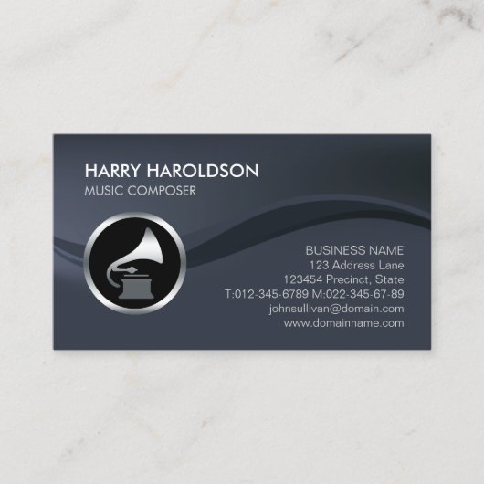 Gramophone Icon Music Composer Business Card 名刺 (正面)