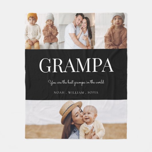 Grampa白黒モードタイポグラフィ4 photo フリースブランケット (正面)