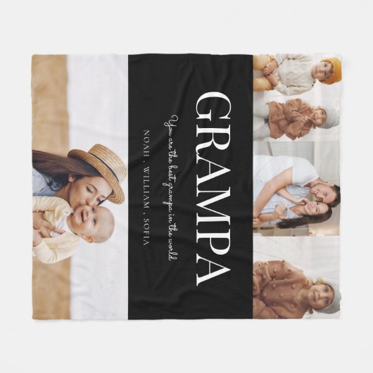 Grampa白黒モードタイポグラフィ4 photo フリースブランケット (正面(横))