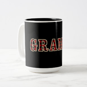 GRAMPS赤素朴黒バッファロー市松模様にスクアップ ツートーンマグカップ