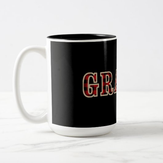 GRAMPS赤素朴黒バッファロー市松模様にスクアップ ツートーンマグカップ (左)