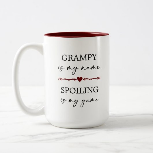 Grampyは私の名前Spoilingは私のゲーム写真ギフトである ツートーンマグカップ (左)