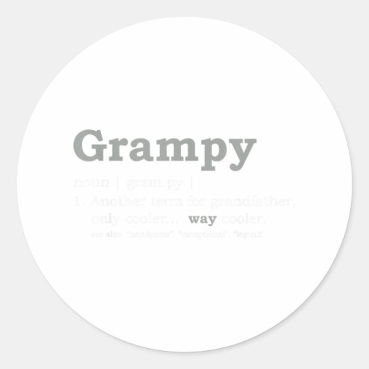 Grampy Design_ Funny Definition ラウンドシール (正面)