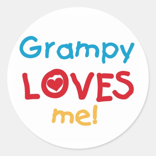 Grampy Loves Me Tシャツとギフト ラウンドシール (正面)