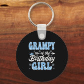 Grampy Of The Birthday Girl Snowflakes Winter Chri キーホルダー (正面)