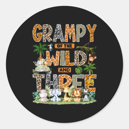 Grampy Of The Wild & Three Zoo 3rd Birthday Sa ラウンドシール (正面)