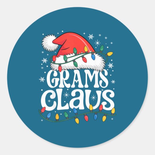 Grams Claus Funny Xmas Christmas Grandma Holiday S ラウンドシール (正面)