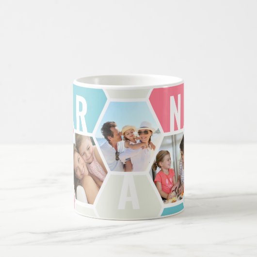 Gran 5写真編集可能4文字ビーとハニカム コーヒーマグカップ (中央)