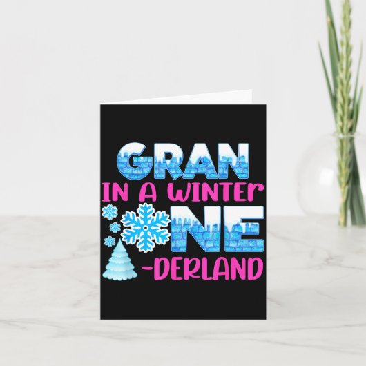 Gran In A Winter Onederland Bday Girl Sweet Snowfl カード (正面)