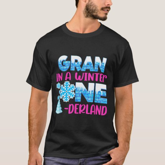 Gran In A Winter Onederland Bday Girl Sweet Snowfl Tシャツ (正面)