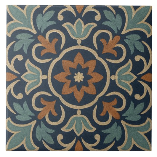 Granada Petals – Moorish Blossom Tile Design タイル (正面)