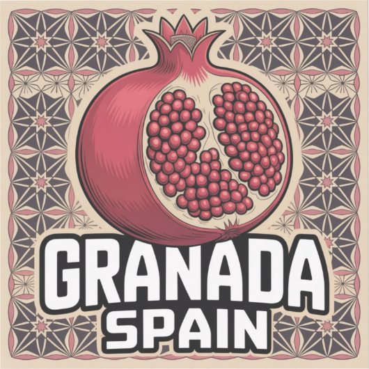 Granada Spain Pomegranate Sticker シール (正面)