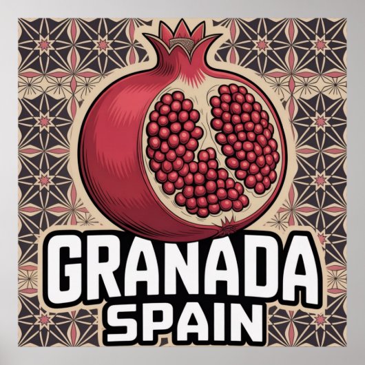 Granada Spain Pomegranate Sticker ポスター (正面)