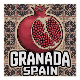 Granada Spain Pomegranate Sticker ポスター