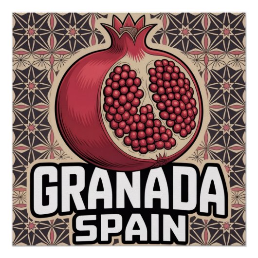 Granada Spain Pomegranate Sticker ポスター (正面)