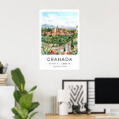 Granada Travel Poster Watercolor Style ポスター (ホームオフィス)