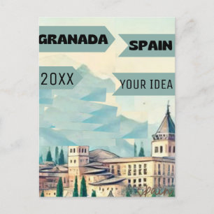 Granada Travel Printable Poster - Spain Travel Pos ポストカード