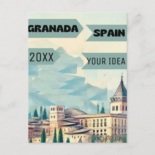 Granada Travel Printable Poster - Spain Travel Pos ポストカード (正面)