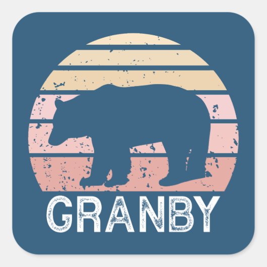 Granby Colorado Retro Bear スクエアシール (正面)