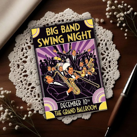 Grand Ballroom Big Band Swing Night Vintage ポストカード
