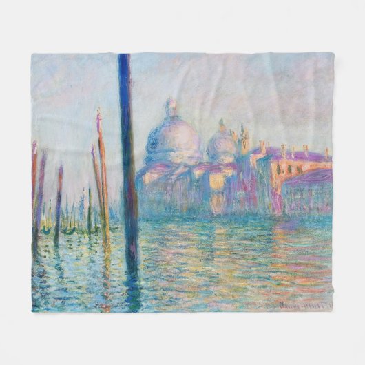 Grand Canal Monet Venice Italy Classic Painting フリースブランケット (正面(横))