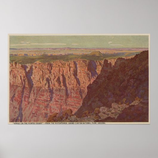 Grand Canyon, Arizona - Sunset on the Painted ポスター (正面)