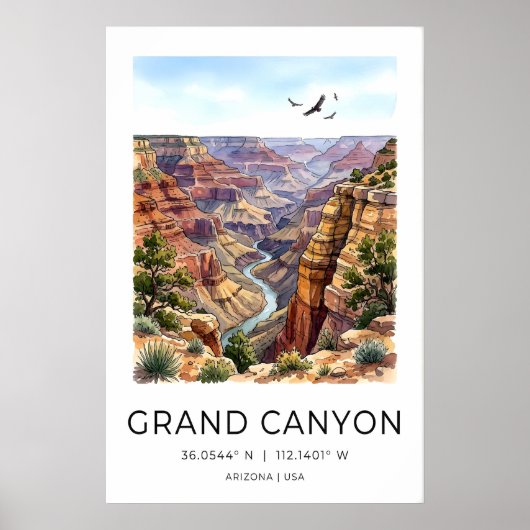 Grand Canyon Art Print Desert Panorama in Black ポスター (正面)